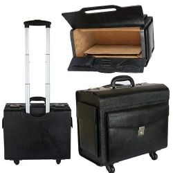 Genuine Leather Pilot Trolley bag (Black)