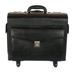 Genuine Leather Pilot Trolley bag (Black)