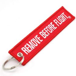 Remove Before Flight Keychain (Red and White)